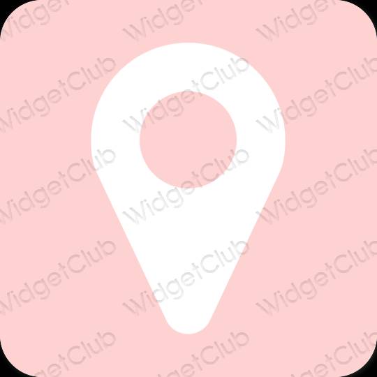 Estetické Ružová Google Map ikony aplikácií