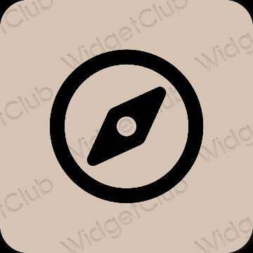 Estetický béžový Safari ikony aplikací