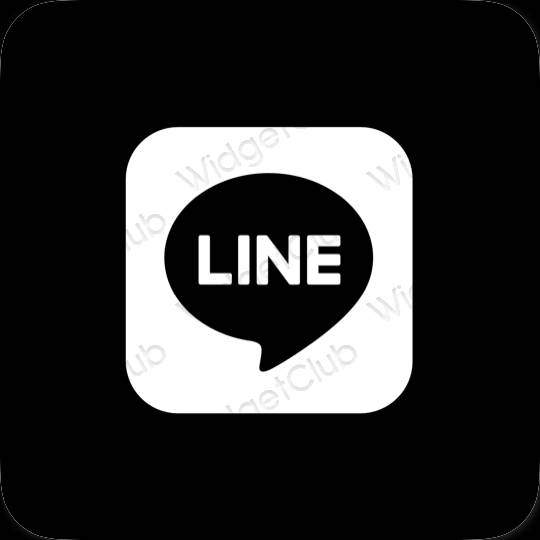 Естетски црн LINE иконе апликација