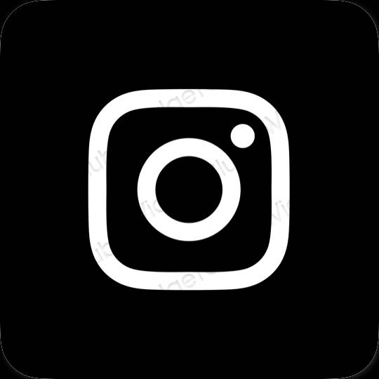 Estético negro Instagram iconos de aplicaciones