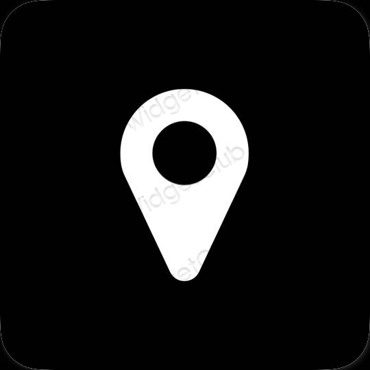 Aesthetic black Google Map app icons