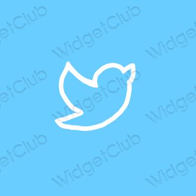 Естетичний блакитний Twitter значки програм