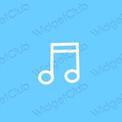 Estetický modrý Music ikony aplikací