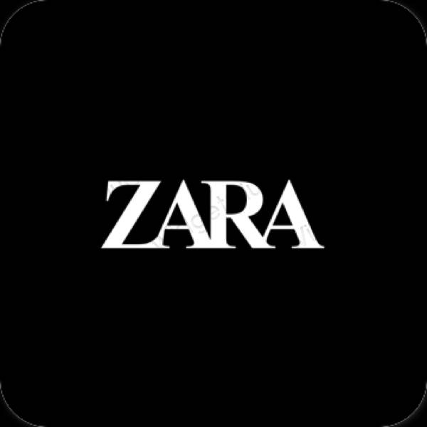 Estetic negru ZARA pictogramele aplicației