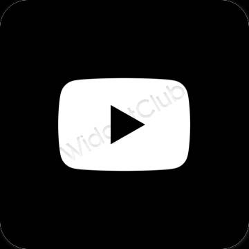 Esztétika fekete Youtube alkalmazás ikonok