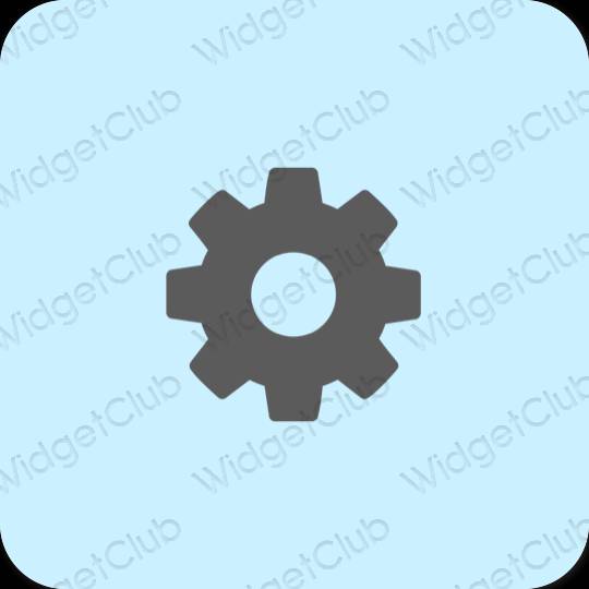 Estetski pastelno plava Settings ikone aplikacija