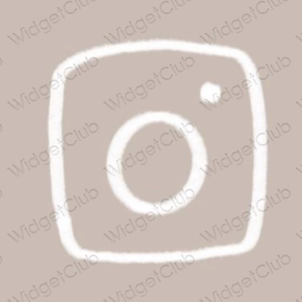 زیبایی شناسی رنگ بژ Instagram آیکون های برنامه