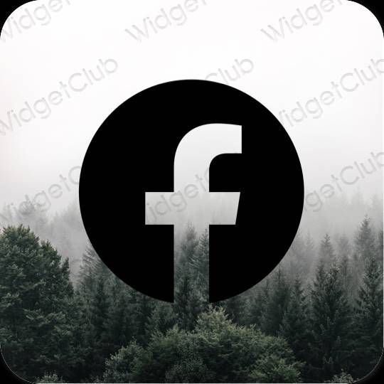 Estético Preto Facebook ícones de aplicativos