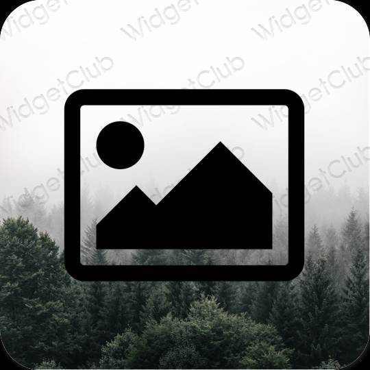 Естетичен черен Photos икони на приложения