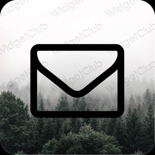 Estético negro Mail iconos de aplicaciones