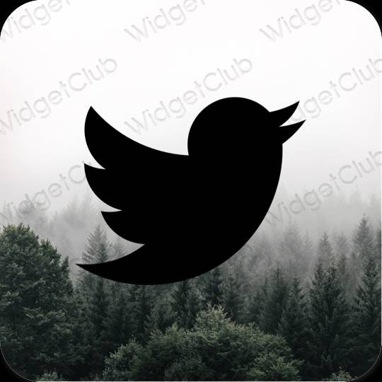 Estético Preto Twitter ícones de aplicativos