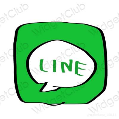 Estético azul neon LINE ícones de aplicativos