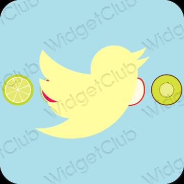 Estetis biru pastel Twitter ikon aplikasi