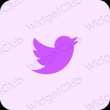 Esztétika lila Twitter alkalmazás ikonok