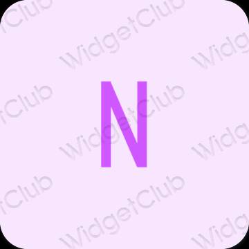 Estetinis violetinė Netflix programėlių piktogramos