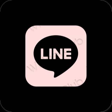 Estético negro LINE iconos de aplicaciones