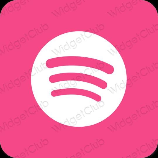 Estetinis neoninės rožinės spalvos Spotify programėlių piktogramos