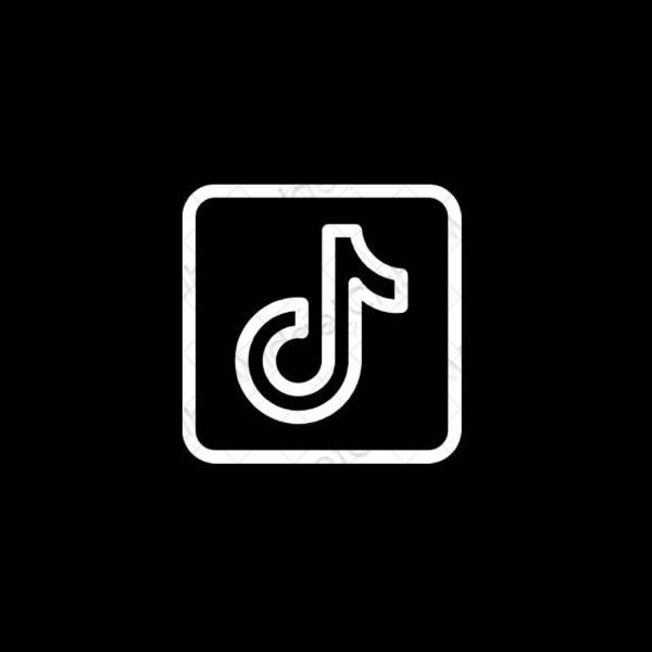 Естетичен черен TikTok икони на приложения