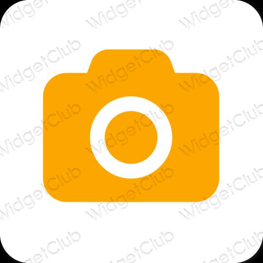 Estetinis oranžinė Camera programėlių piktogramos