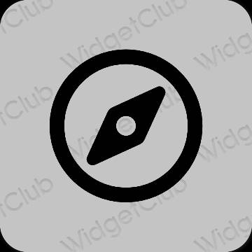 Estetsko siva Safari ikone aplikacij