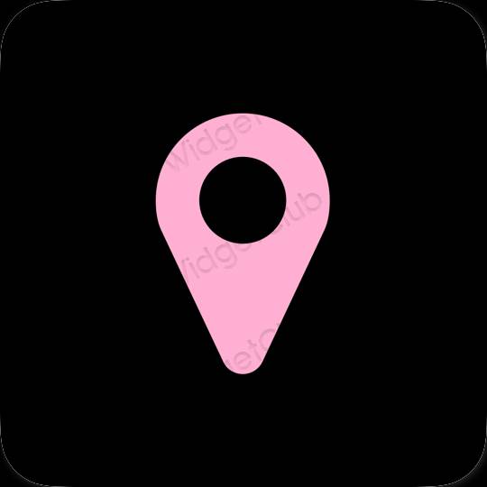 Estetik hitam Map ikon aplikasi