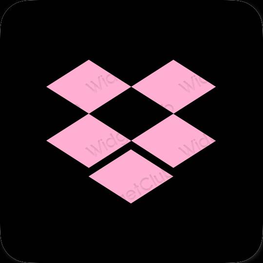 Ესთეტიური შავი Dropbox აპლიკაციის ხატები