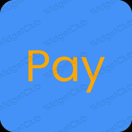 Естетичний неоновий синій PayPay значки програм
