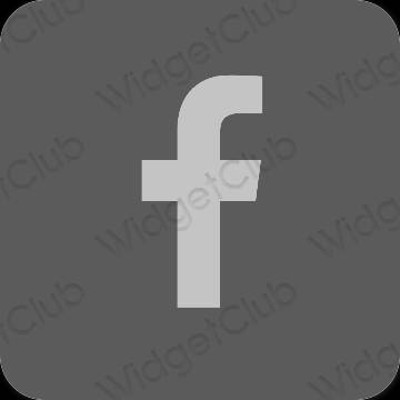 Estético cinzento Facebook ícones de aplicativos