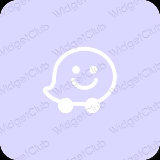 Aesthetic pastel blue Waze app icons