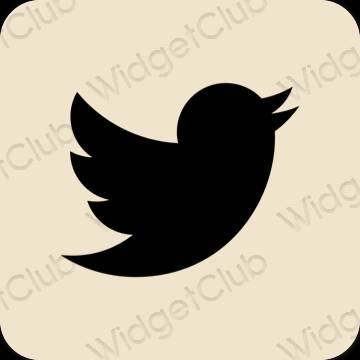 Estetico beige Twitter icone dell'app