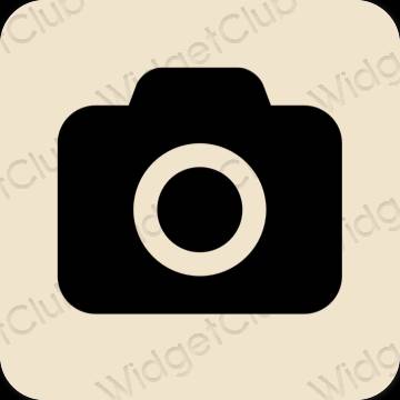 Estetické béžová Camera ikony aplikácií