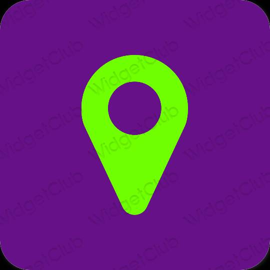 Aesthetic purple Google Map app icons