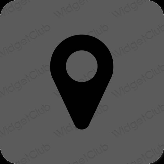 Esztétika szürke Map alkalmazás ikonok