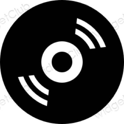 Esztétika fekete Music alkalmazás ikonok