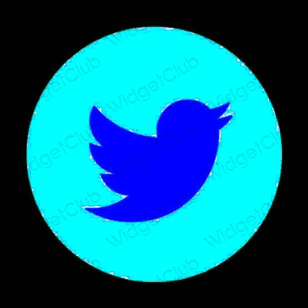 Estetico blu neon Twitter icone dell'app