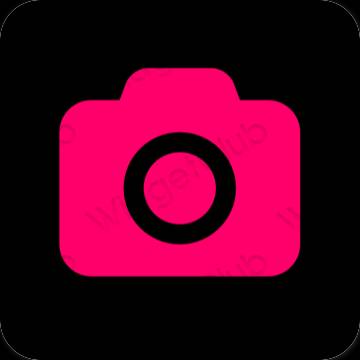 Estetsko neon roza Camera ikone aplikacij