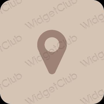 Estetický béžový Map ikony aplikací