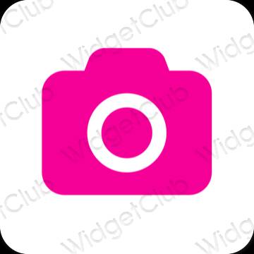 Estetyka neonowy róż Camera ikony aplikacji