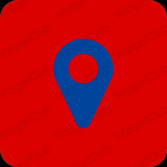 Estetický Červené Map ikony aplikací