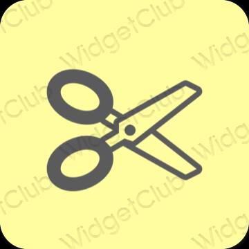 Aesthetic yellow CapCut app icons