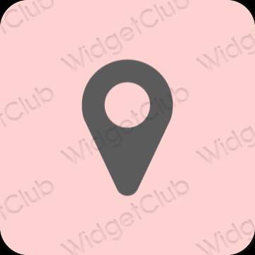 Aesthetic pink Google Map app icons