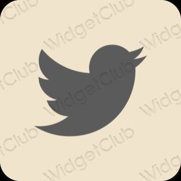 Estetico beige Twitter icone dell'app