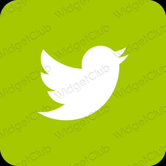 Αισθητικός πράσινος Twitter εικονίδια εφαρμογών