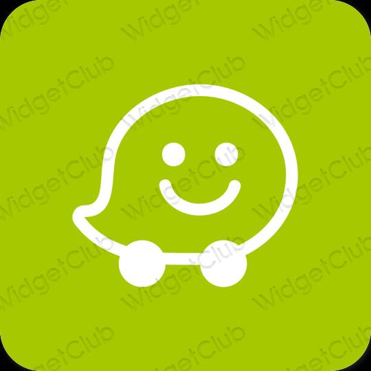 אֶסתֵטִי ירוק Waze סמלי אפליקציה