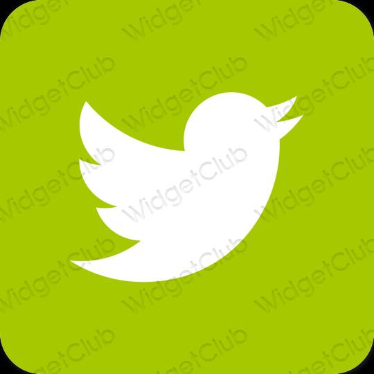 Esztétika zöld Twitter alkalmazás ikonok