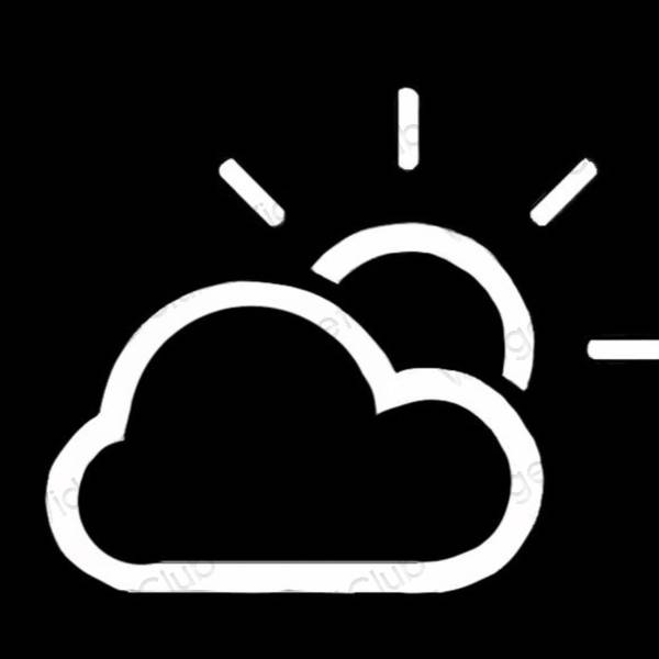 Естетски црн Weather иконе апликација