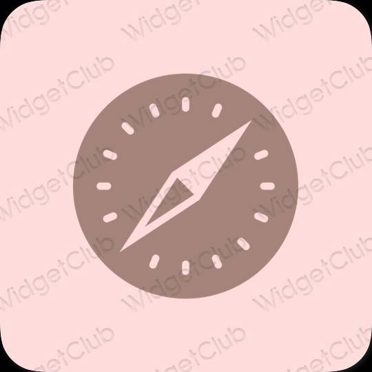 Aesthetic pastel pink Safari app icons