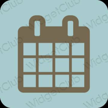 Estetsko pastelno modra Calendar ikone aplikacij