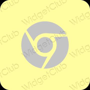 Aesthetic yellow Chrome app icons