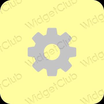 Estetik kuning Settings ikon aplikasi